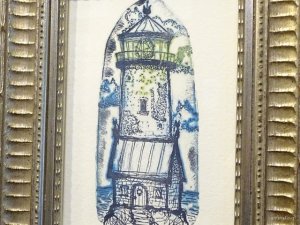 画像2: 桐山暁　額装銅版画　『猫島岬灯台』