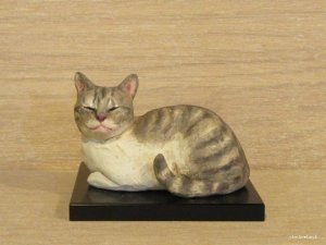 画像1: 小澤康麿　陶猫　『てびねり猫』サバトラ