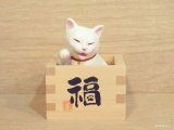 まる工房　陶猫　「新福増」白（目閉じ）