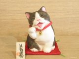 まる工房　陶猫　「吉兆招き猫」ハチワレ