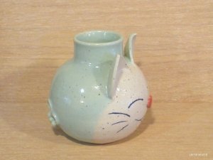 画像2: ぶどう工房　「緑猫花器」