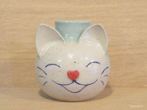 画像1: ぶどう工房　「緑猫花器」