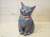 小澤康麿　陶猫　『ロシアンブルー』