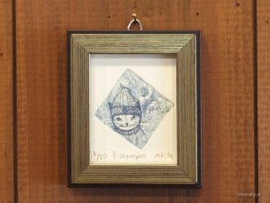 画像1: 桐山暁　額装銅版画　『Fishernyan』
