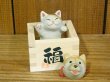 画像1: まる工房　陶猫　「福増猫（右手挙げ）犬面」