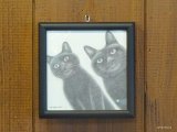 画像: 東マユミ　額装鉛筆画　『黒猫』