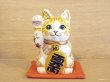 画像1: 河辺花衣　「招き猫貯金箱　4寸」白