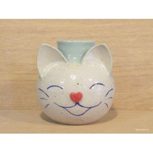 画像: ぶどう工房　「緑猫花器」