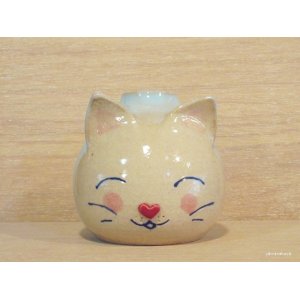 画像: ぶどう工房　「水色猫花器」