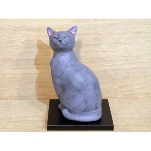 画像: 小澤創磨　陶猫　『見返り猫（小）』グレー