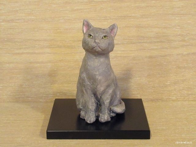 画像1: 小澤康麿　陶猫　『てびねり猫』グレー