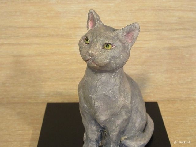 画像2: 小澤康麿　陶猫　『てびねり猫』グレー