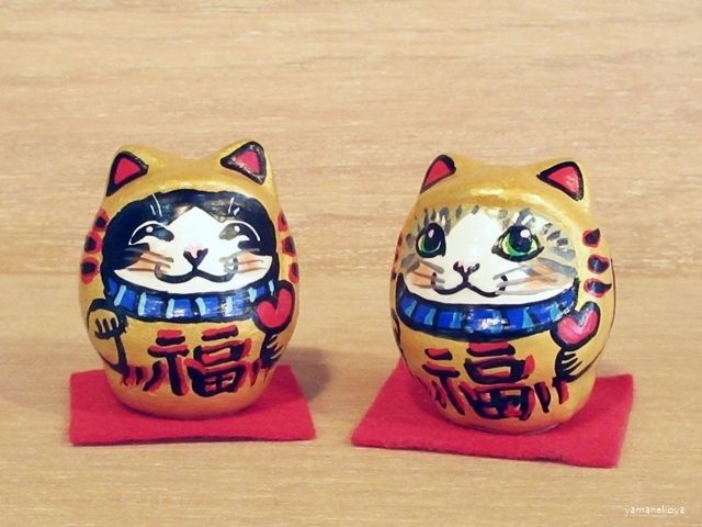 画像1: 河辺花衣　『猫福郎だるま 小』金