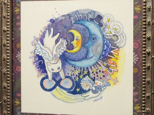 画像2: キムラトモミ　ペン画・水彩　『天使の月夜』