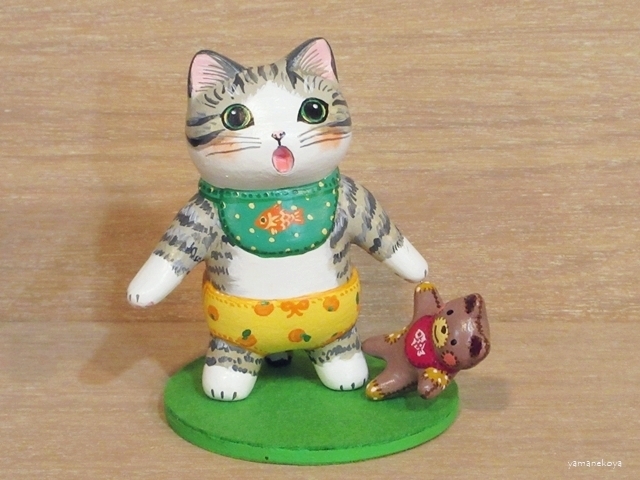 画像1: 河辺花衣　『パンツ子猫とぬいぐるみ』白キジ